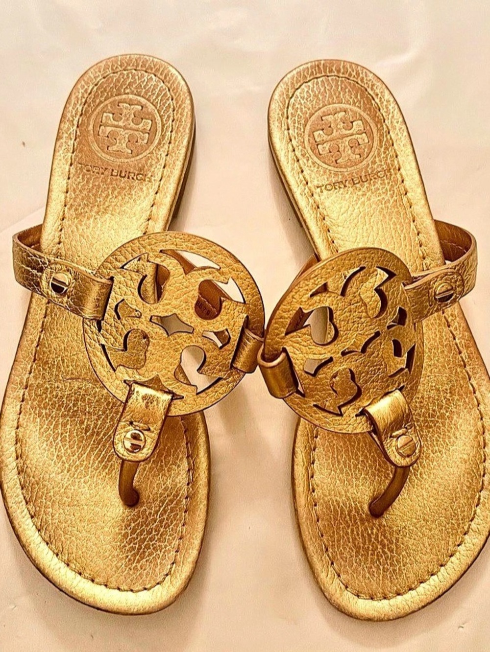 Tory Burch Miller Metallic Sandal Gold Logo Sandals